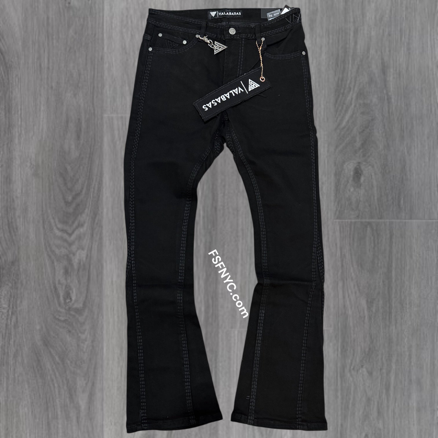 Valabasas - Stacked Cody Double Stitched Denim - Jet Black - 1035