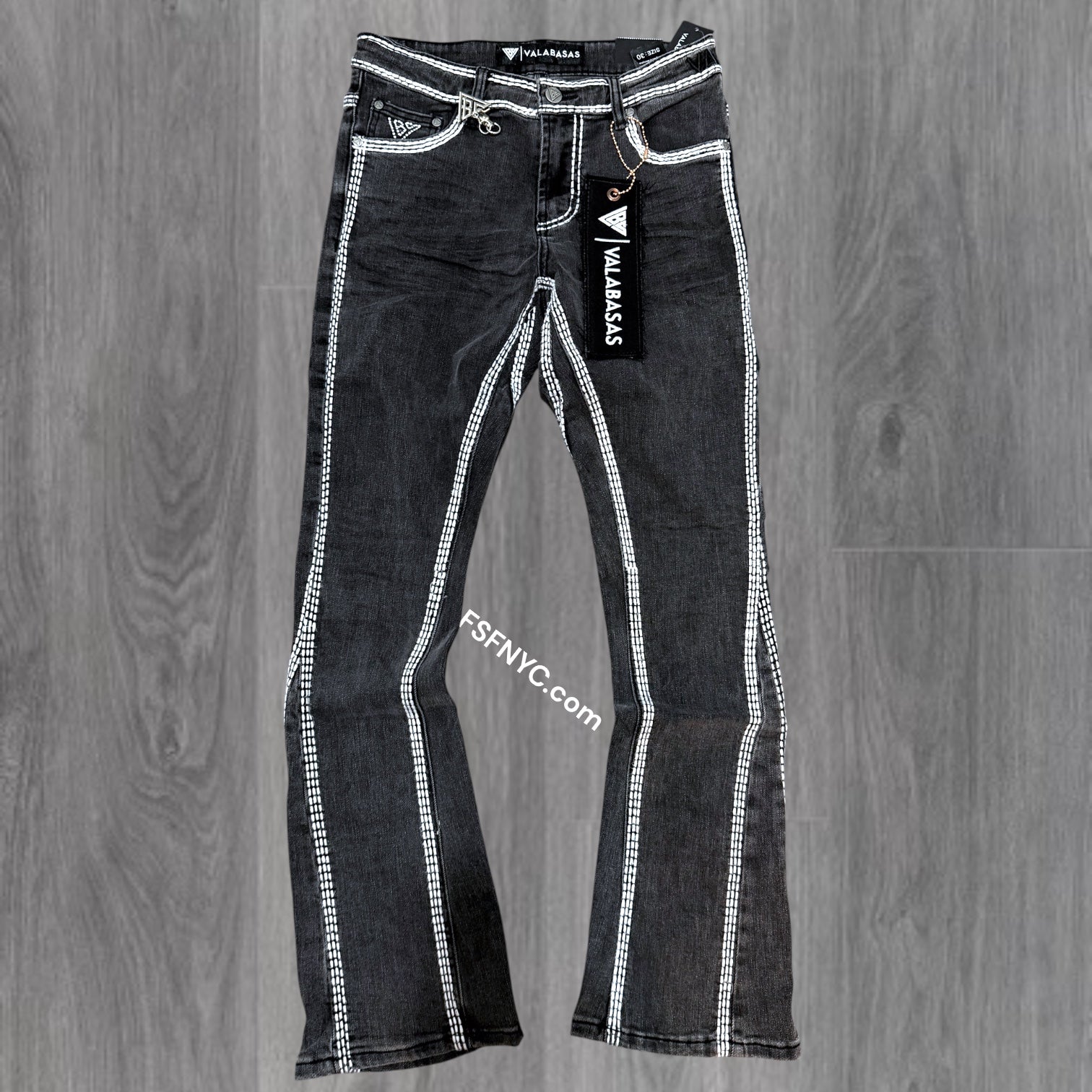 Valabasas - Cody Stacked Double Stitched Denim -  Grey Washed - 1035