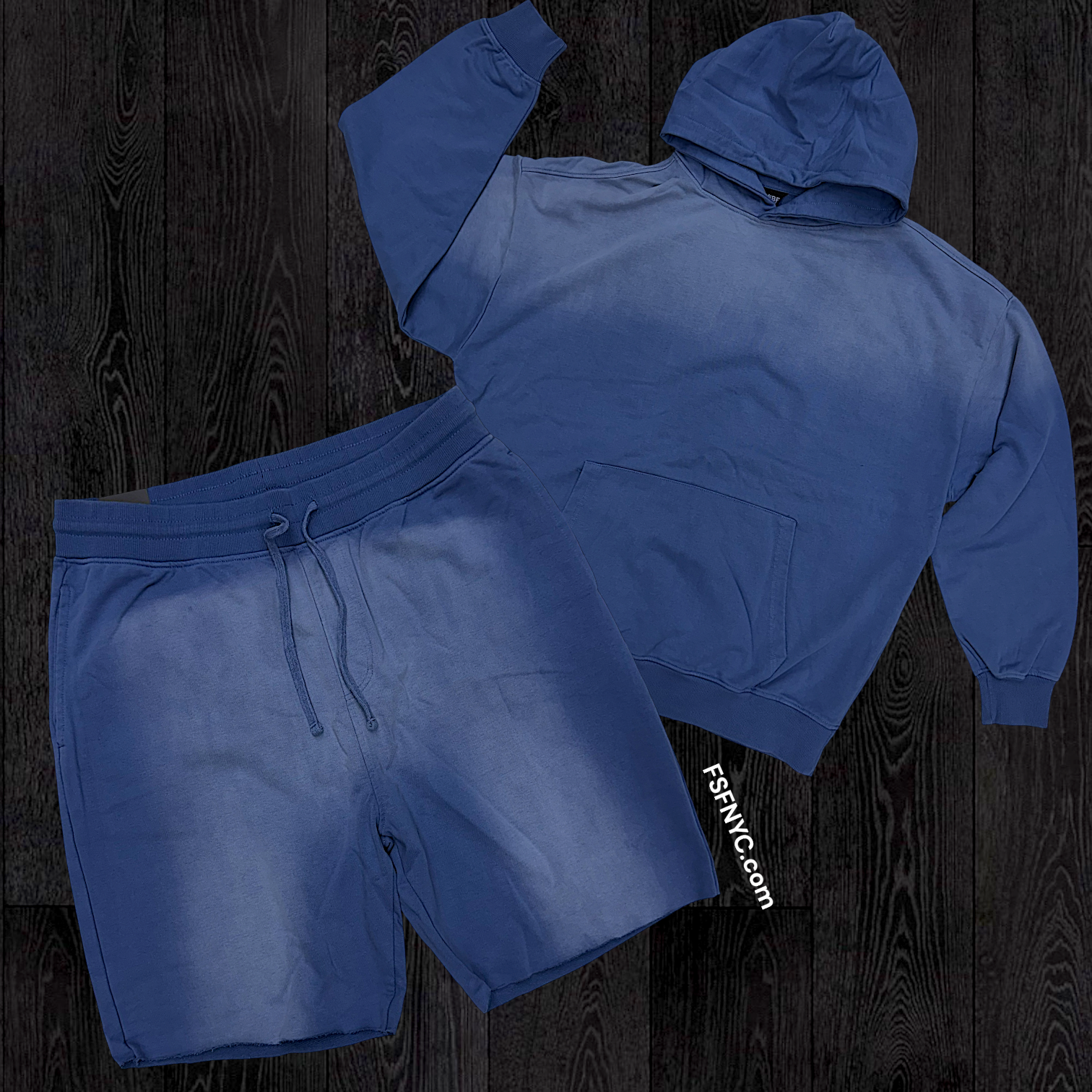 Rebel - Hoodie Short Set - Ash Blue