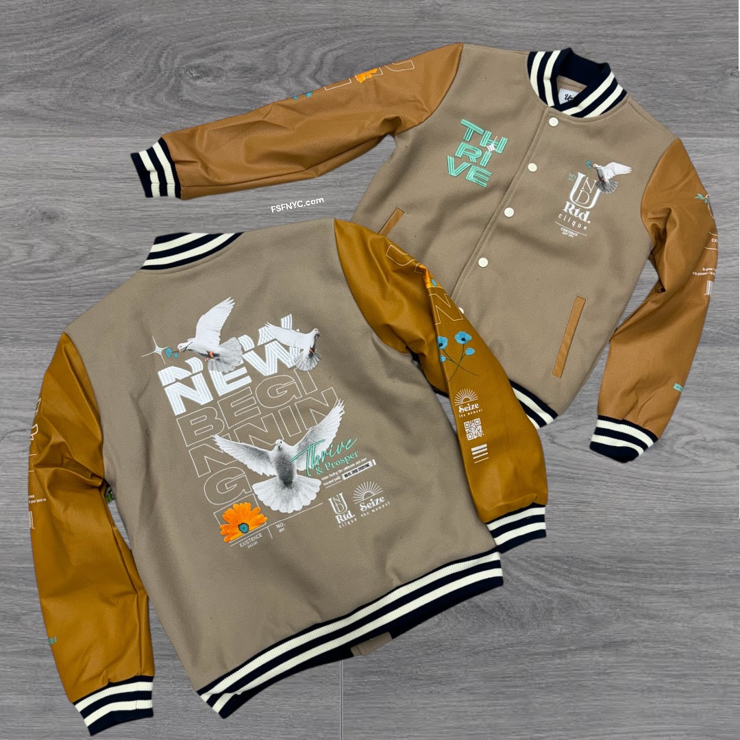 The Thrive Varsity Jacket Taupe 4912