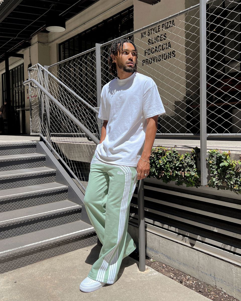 EPTM Stacked Stripes Curve Sweat Pants SAGE White