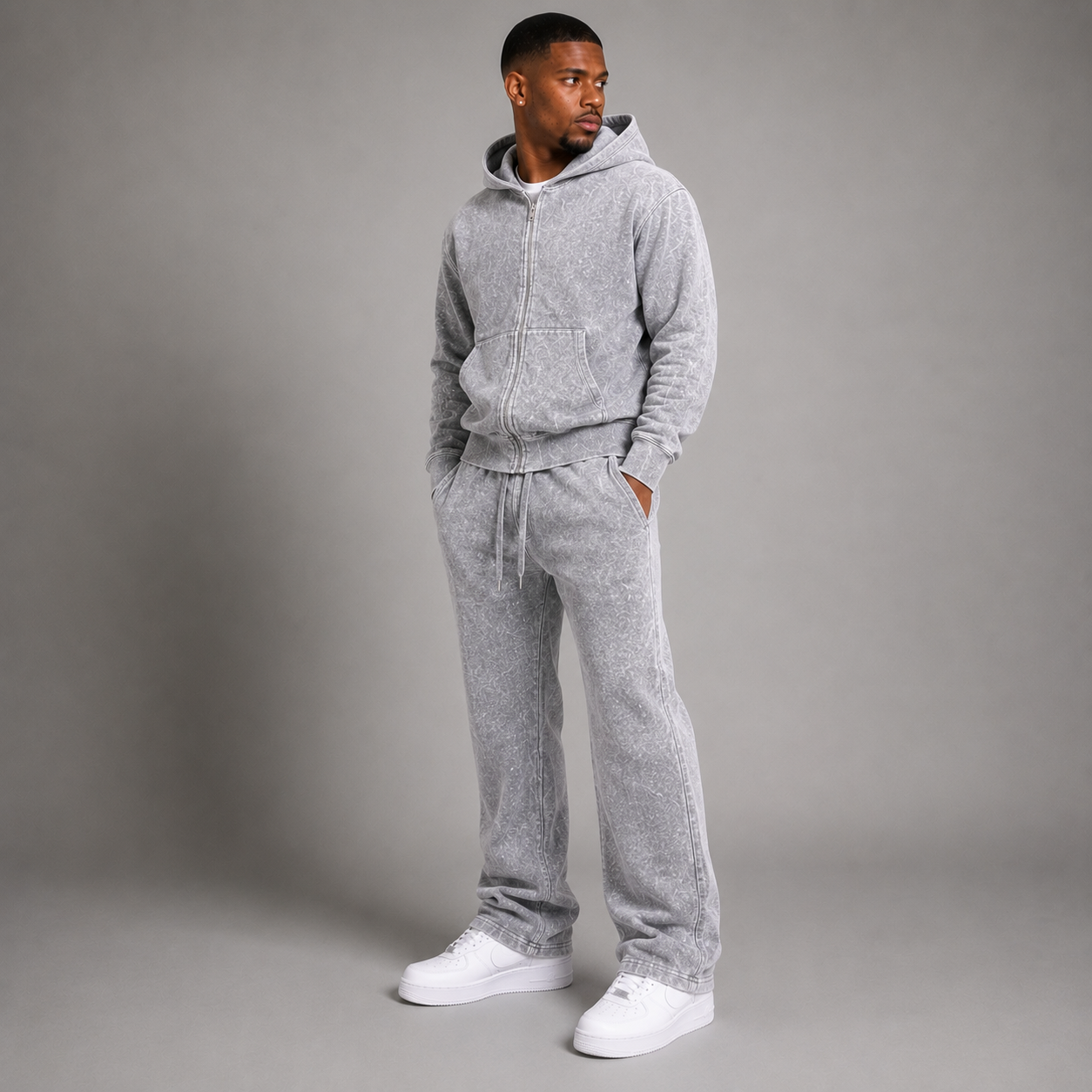 Narr - Mineral Wash Stacked Sweat Suit - S.Grey - 1992