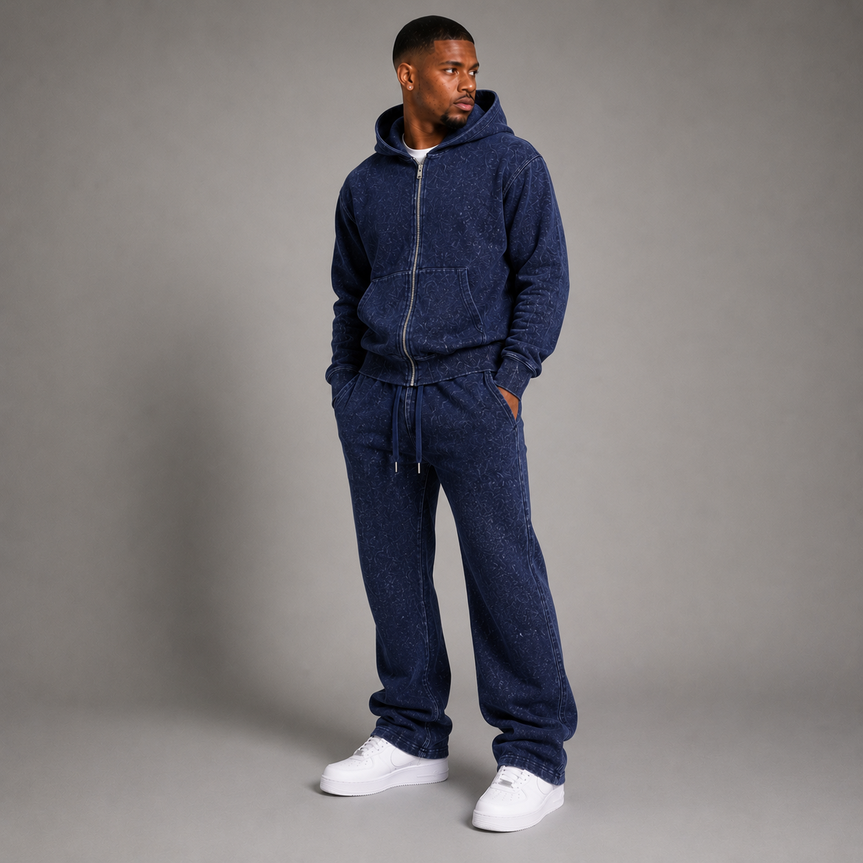 Narr - Mineral Wash Stacked Sweat Suit - Navy - 1992