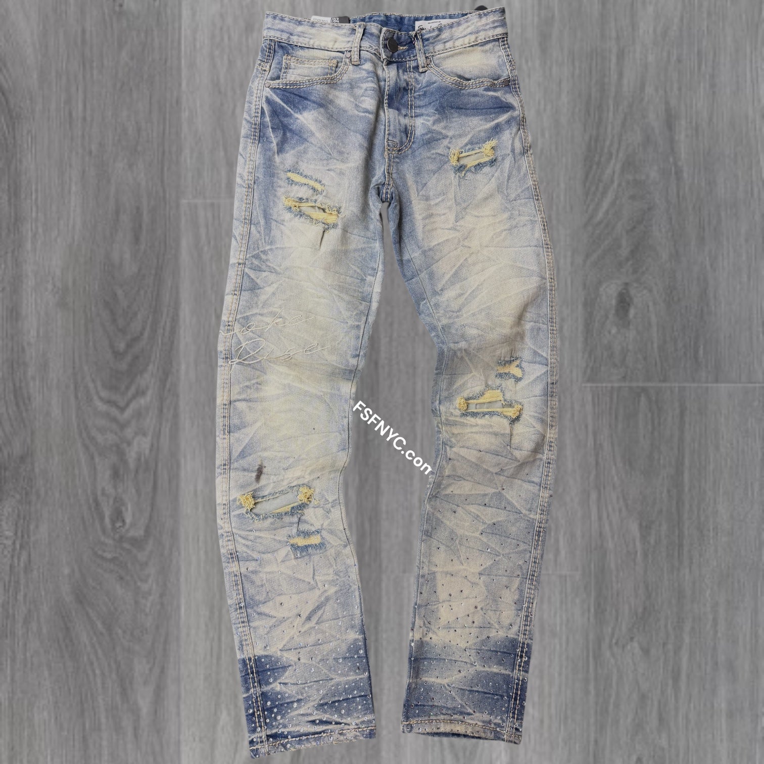 Rise -  Bottom Rhinestone Denim - IND. Blue  -S445