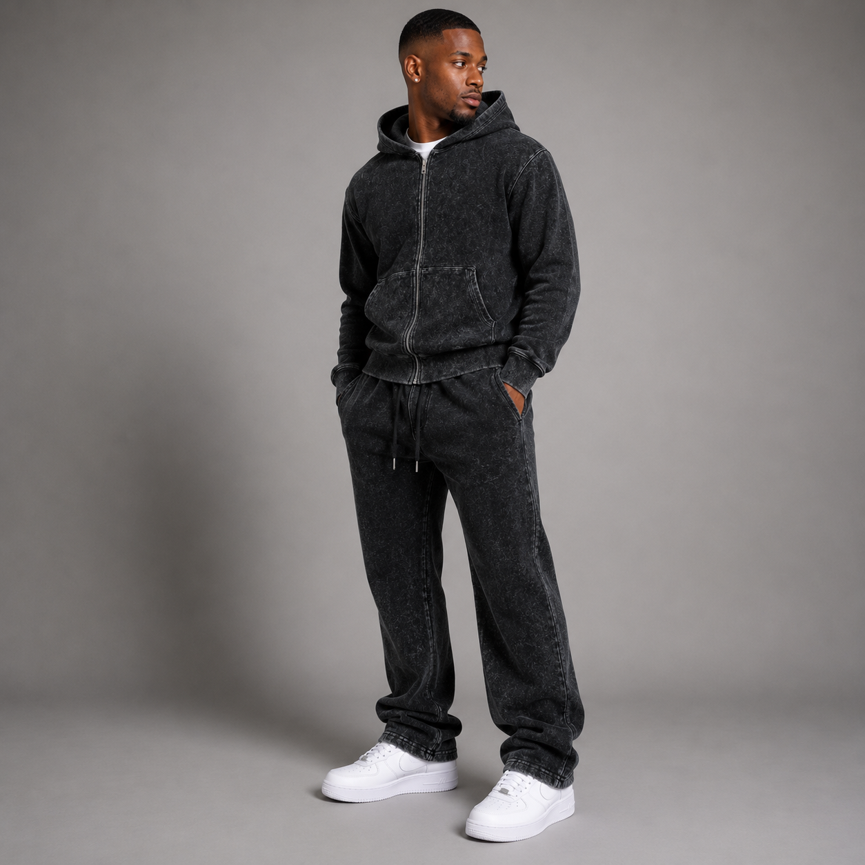 Narr - Mineral Wash Stacked Sweat Suit - Black B - 1992