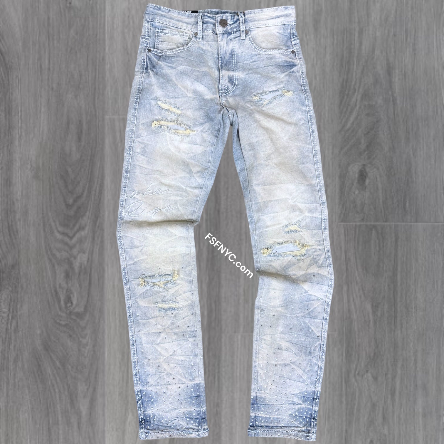 Rise -  Bottom Rhinestone Denim - Brant Blue  -S445