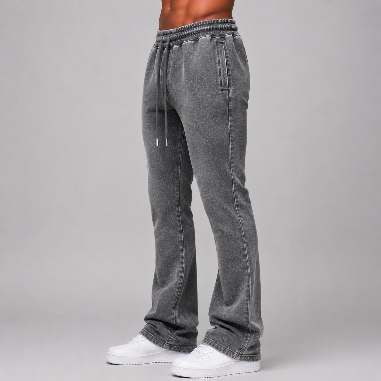 Narr - Mineral Wash Stacked Sweat Pants - Steel Grey - 0713