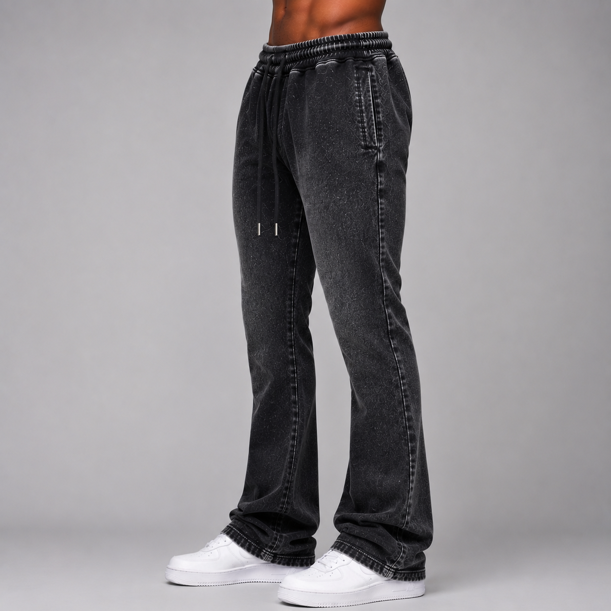 Narr - Mineral Wash Stacked Sweat Pants - Black B - 0713