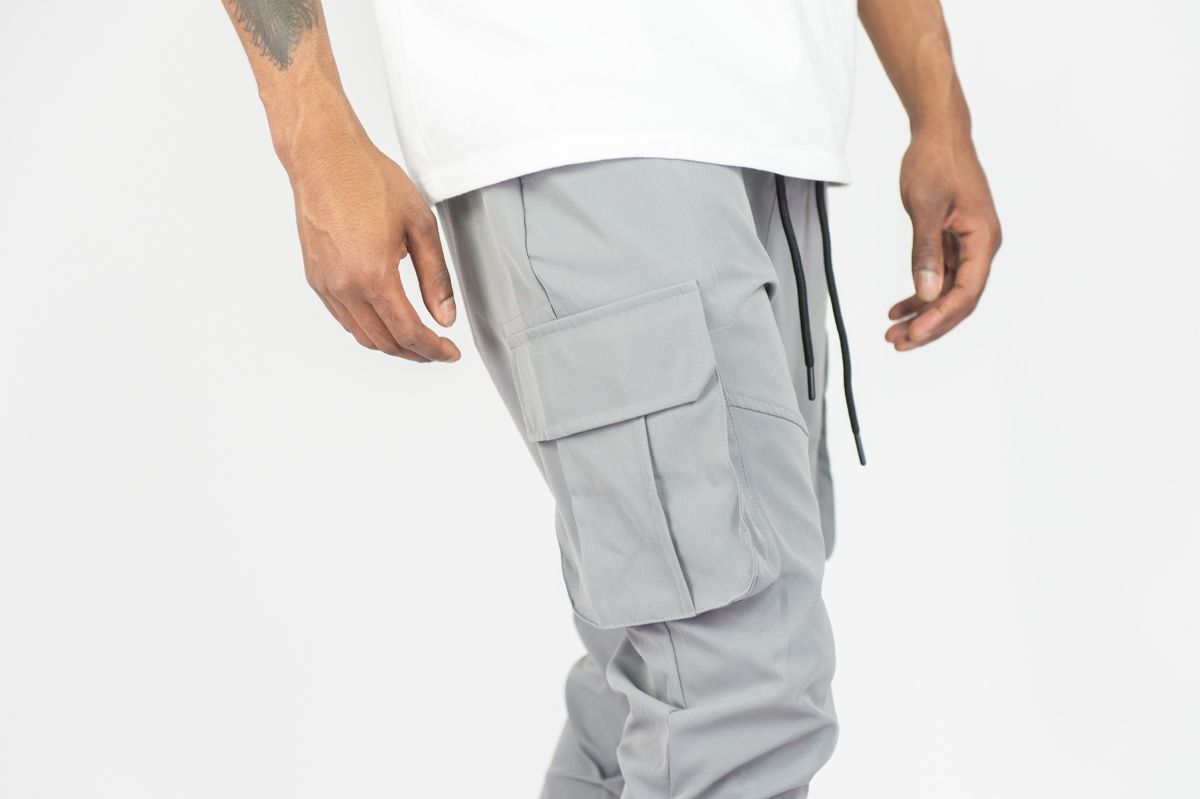 R - Stacked Flare Nylon Cargo -  Grey - 422