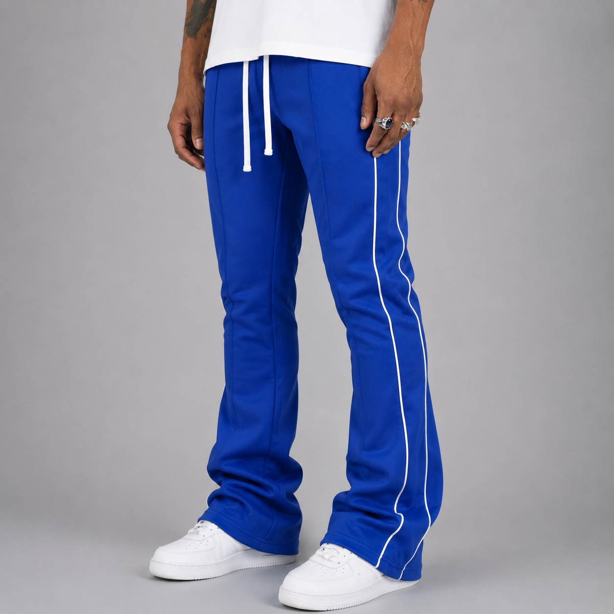 Rebel - Track Stacked Flare Pants - Royal - 470