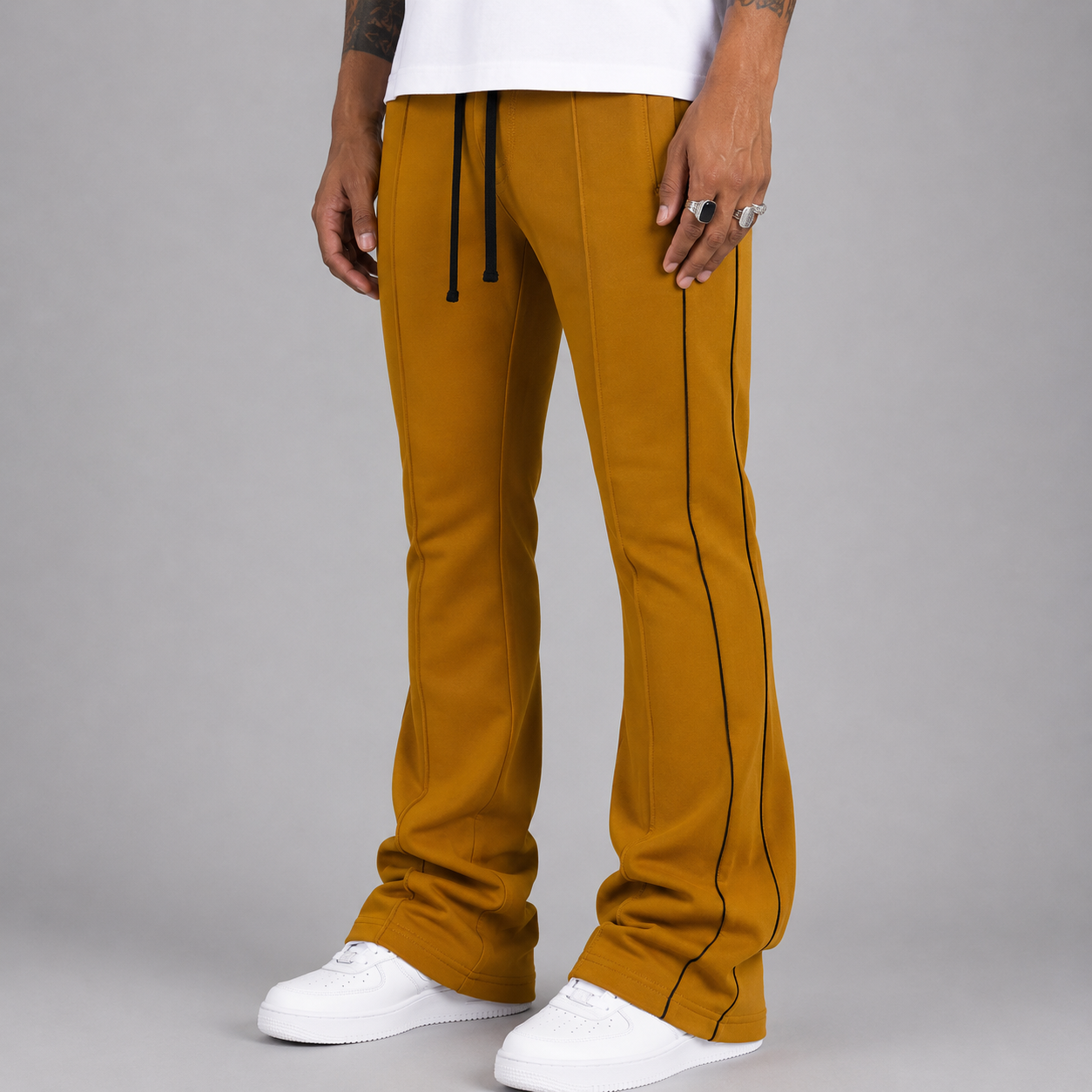 Rebel Stacked Flare Track pants timber 470