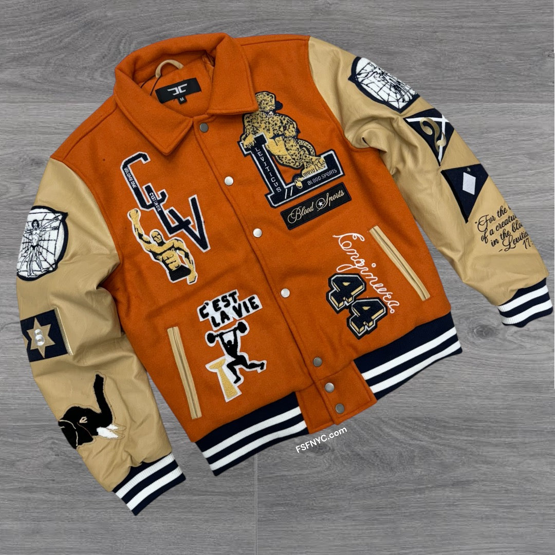 JC Varsity Jacket Burnt Orange 91648