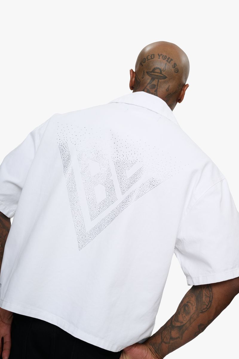 Valabasas Rhinestone Button Down Shirt White 1019