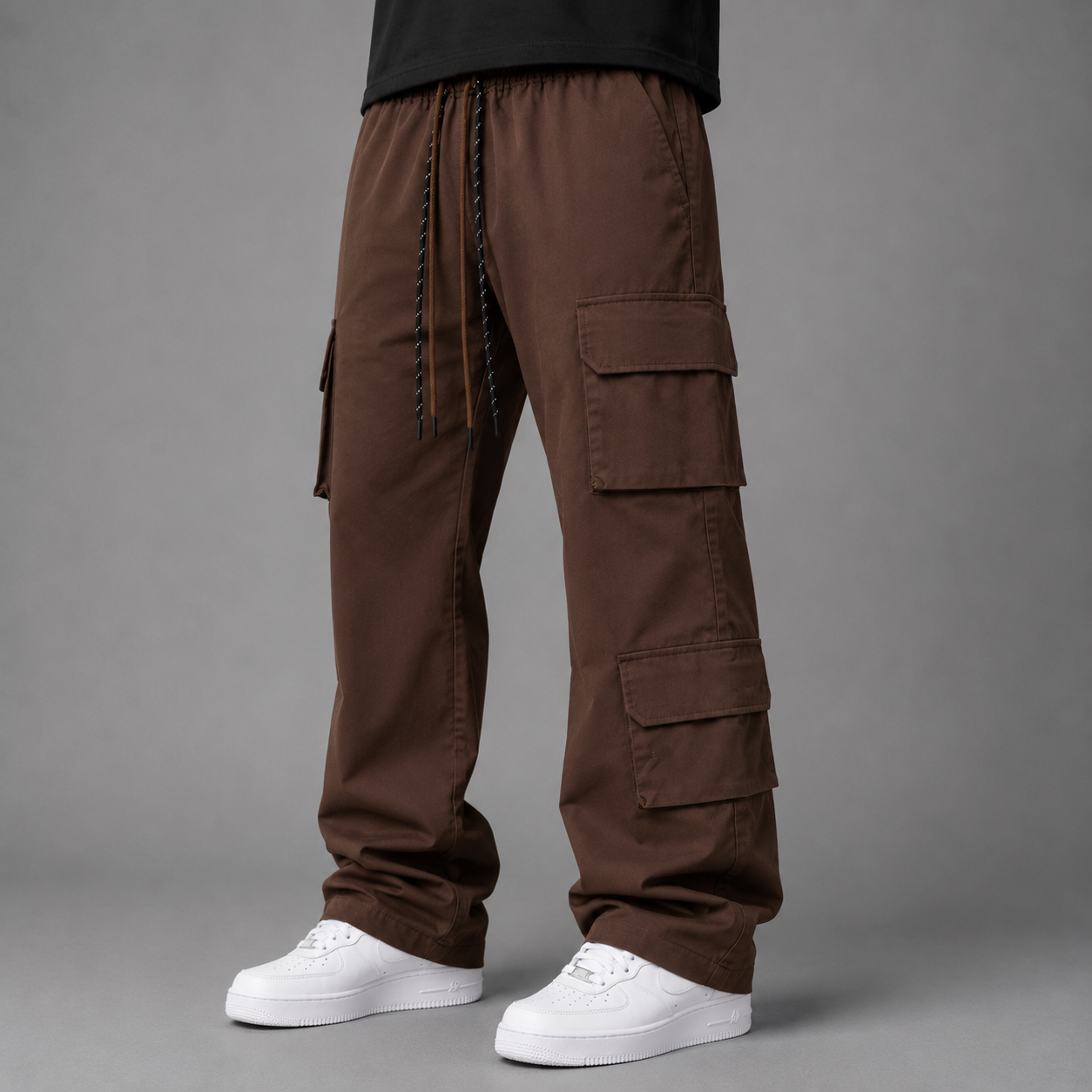 Baruda - Flare Nylon Cargo Pants - Brown - 404FS