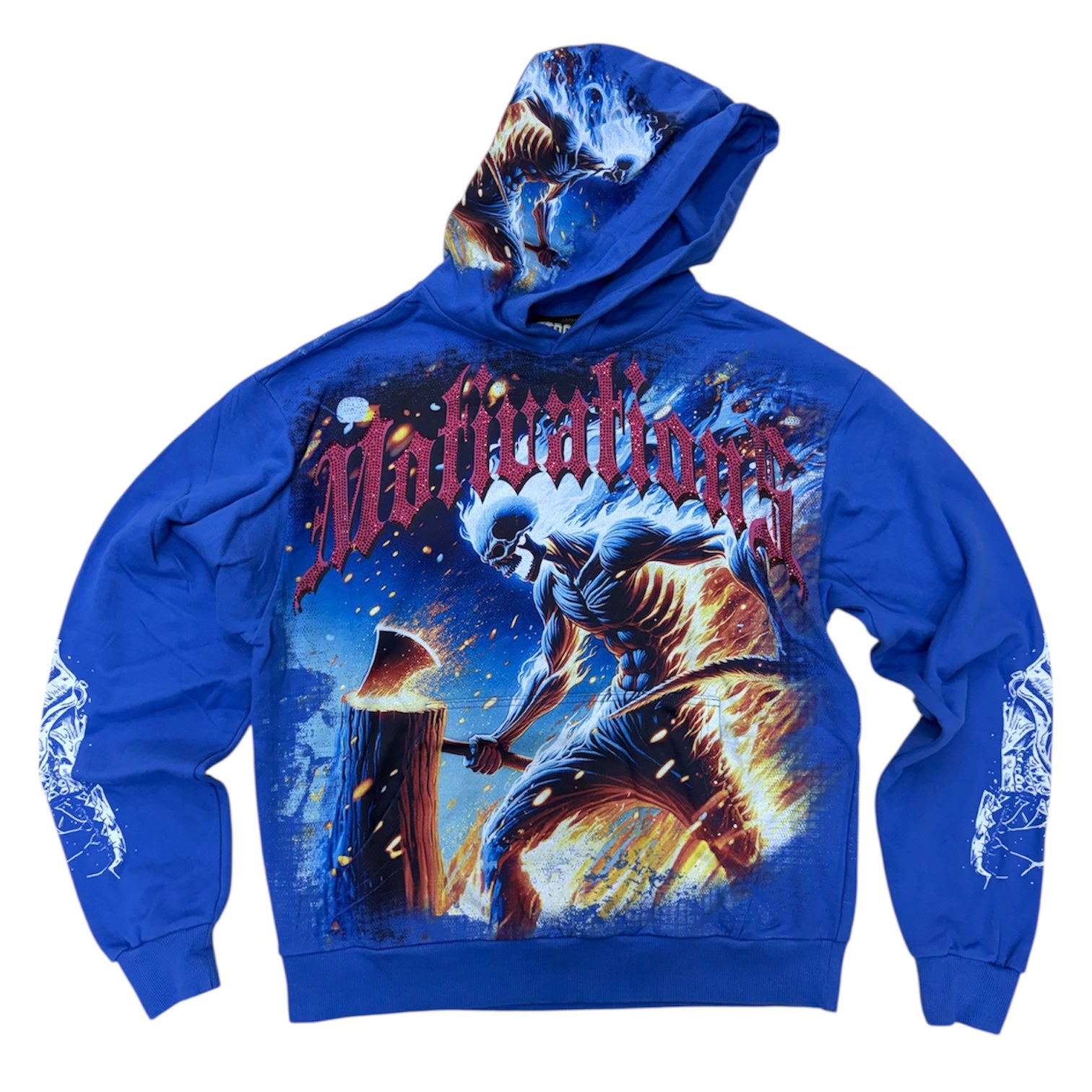 Stray - Rhinestone Pullover  Hoodie - Royal - 1519