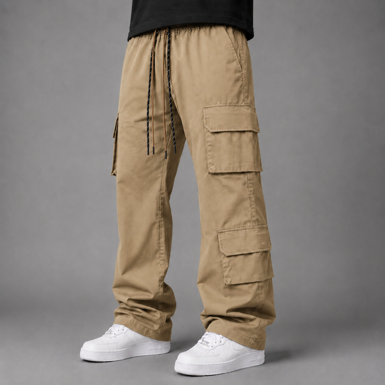 Baruda - Flare Nylon Cargo Pants - Wheat - 404FS