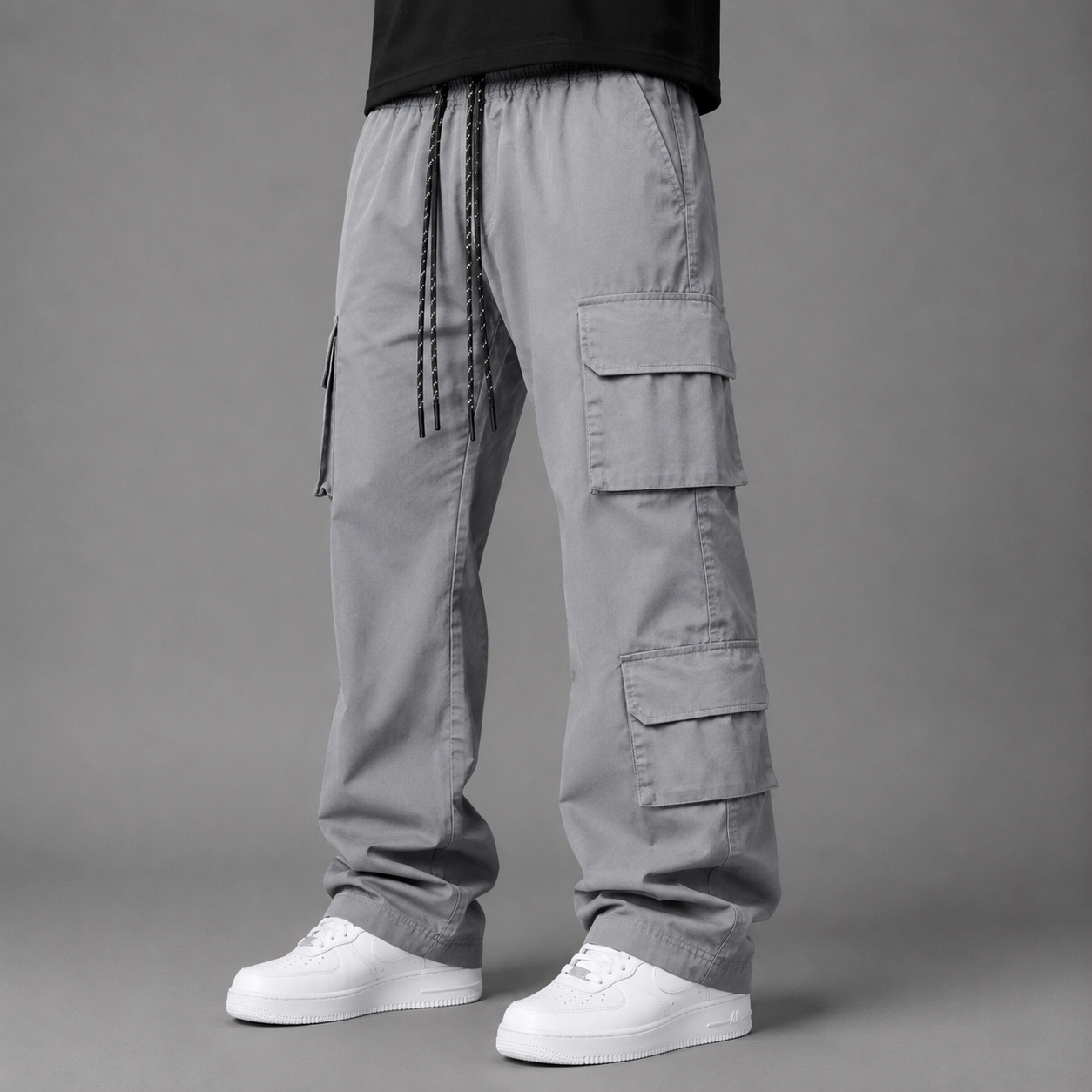 Baruda - Flare Nylon Cargo Pants - Grey - 404FS