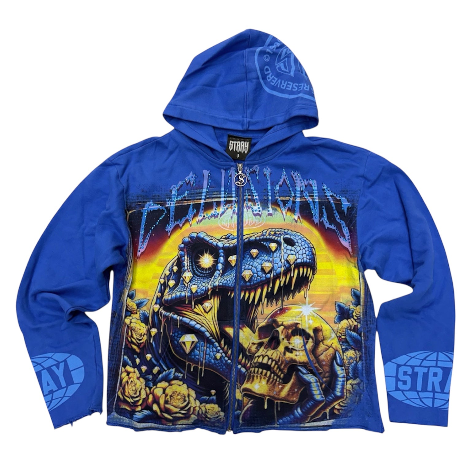 Stray - Dino Zip up Hoodie Royal - 1543
