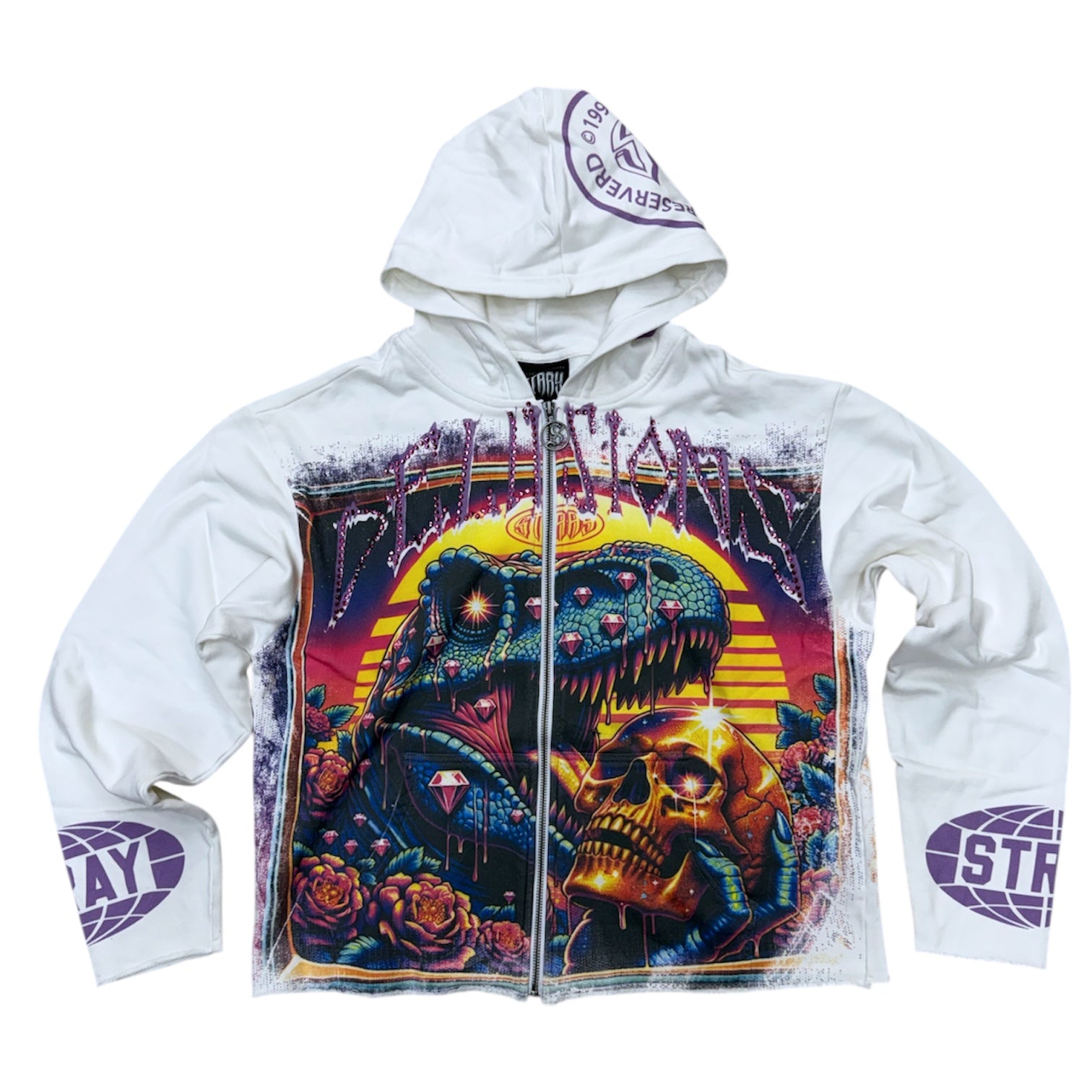 Stray -Dino Zip up Hoodie - Stone white - 1543