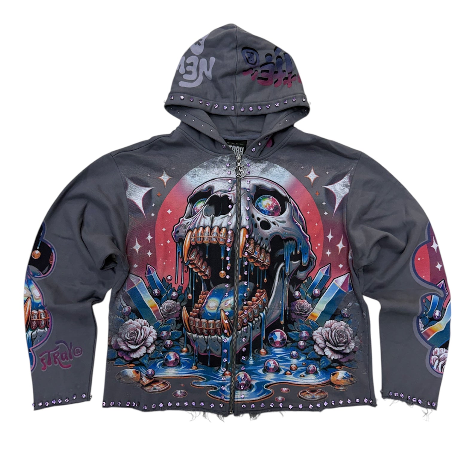 Stray - Melt Crystal Zip up Hoodie - Grey - 1550