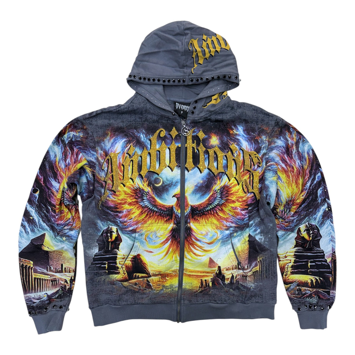 Stray - Fly Zip up Crystal Hoodie - Grey - 1513