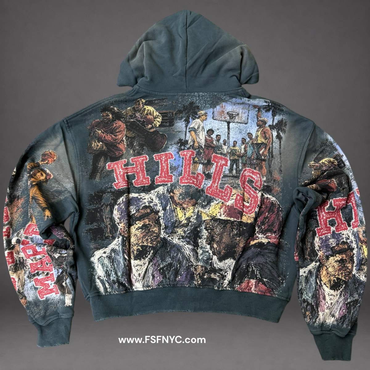 Space - Can’t Jump Zip Up Hoodie - Blueish JK08