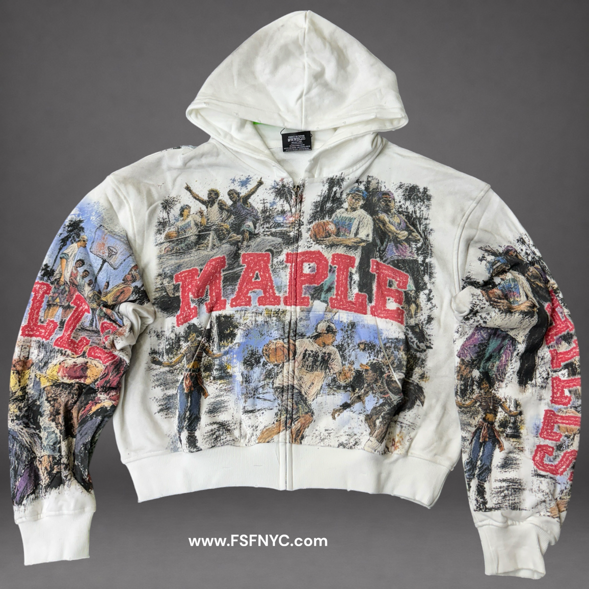 Space - Can’t Jump Zip Up Hoodie - Dirty White JK08
