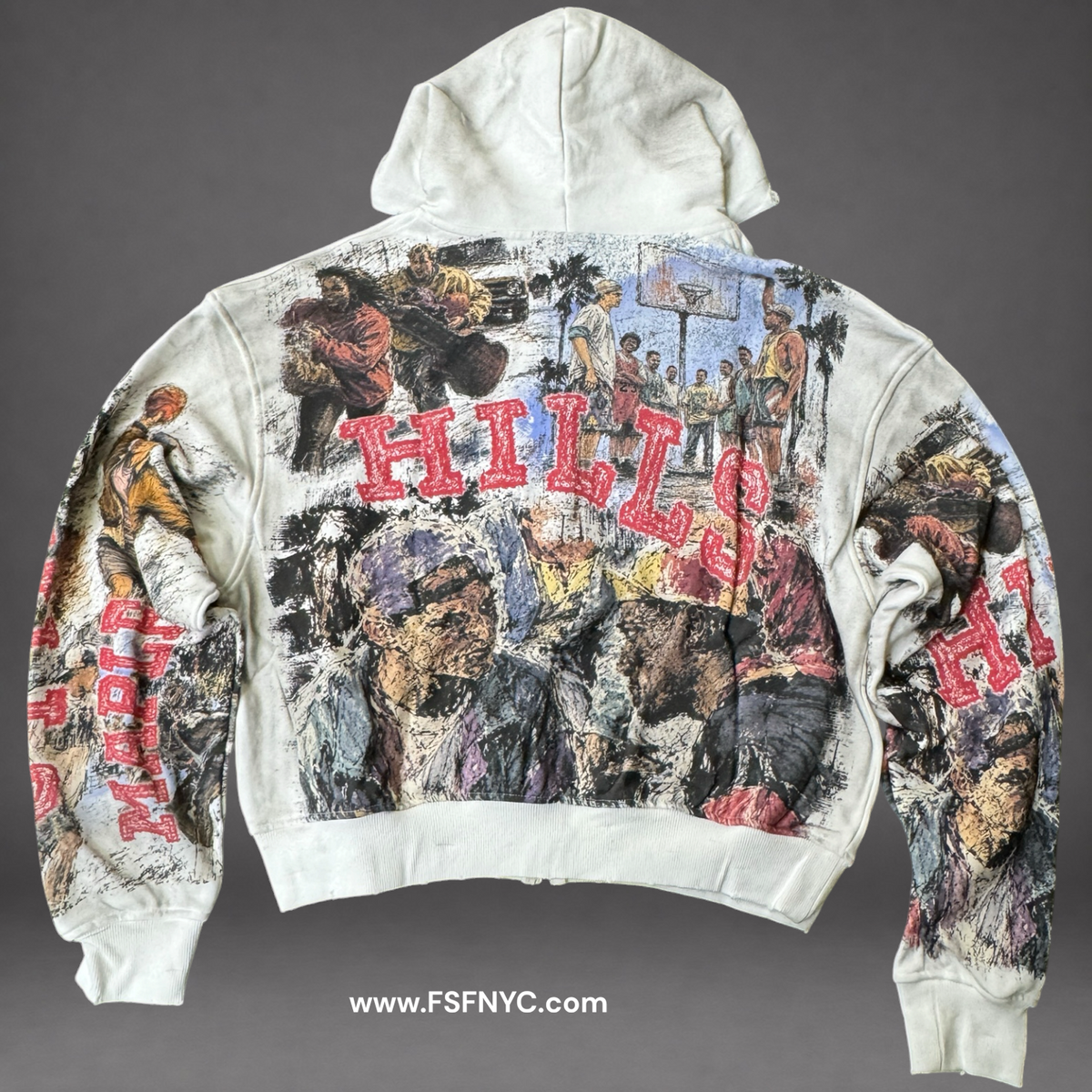 Space - Can’t Jump Zip Up Hoodie - Dirty White JK08