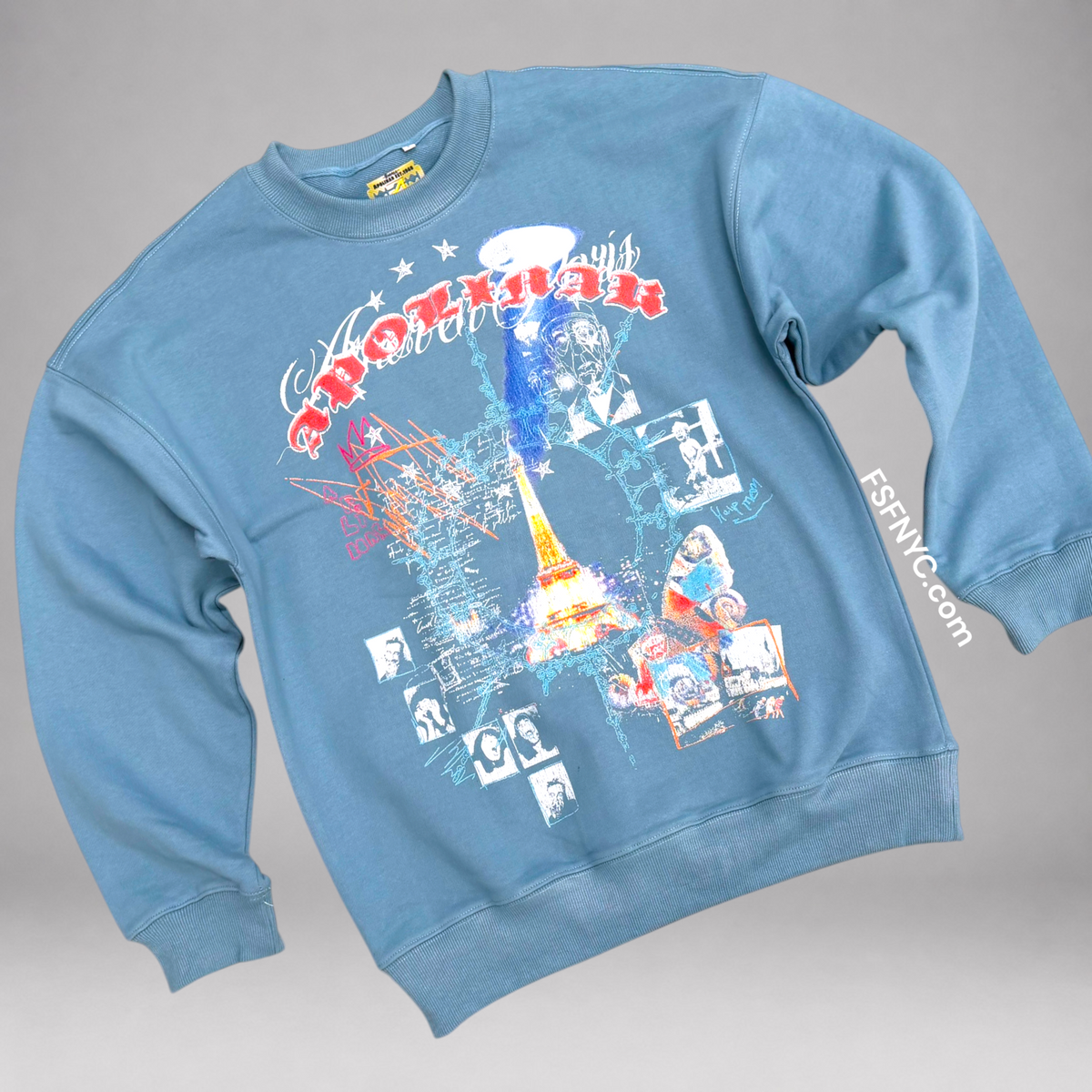 Apolinar - Paris Crew Sweatshirt - Dusty Blue -  1946