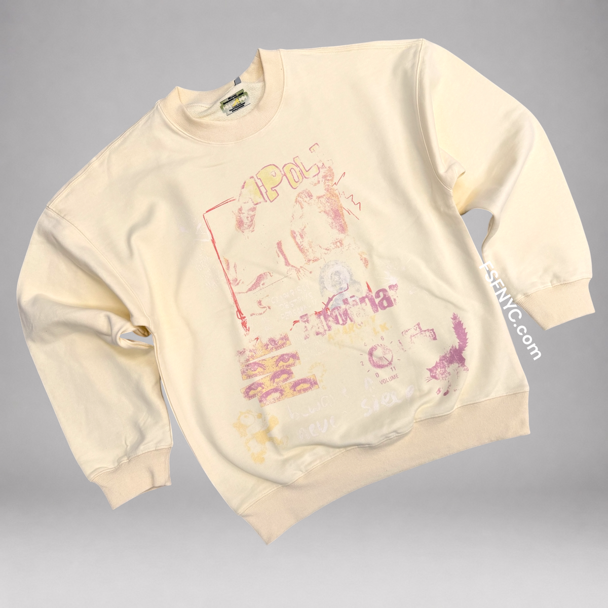 Apolinar - Comparison Destroys Crew Sweatshirt - Cream -  1945