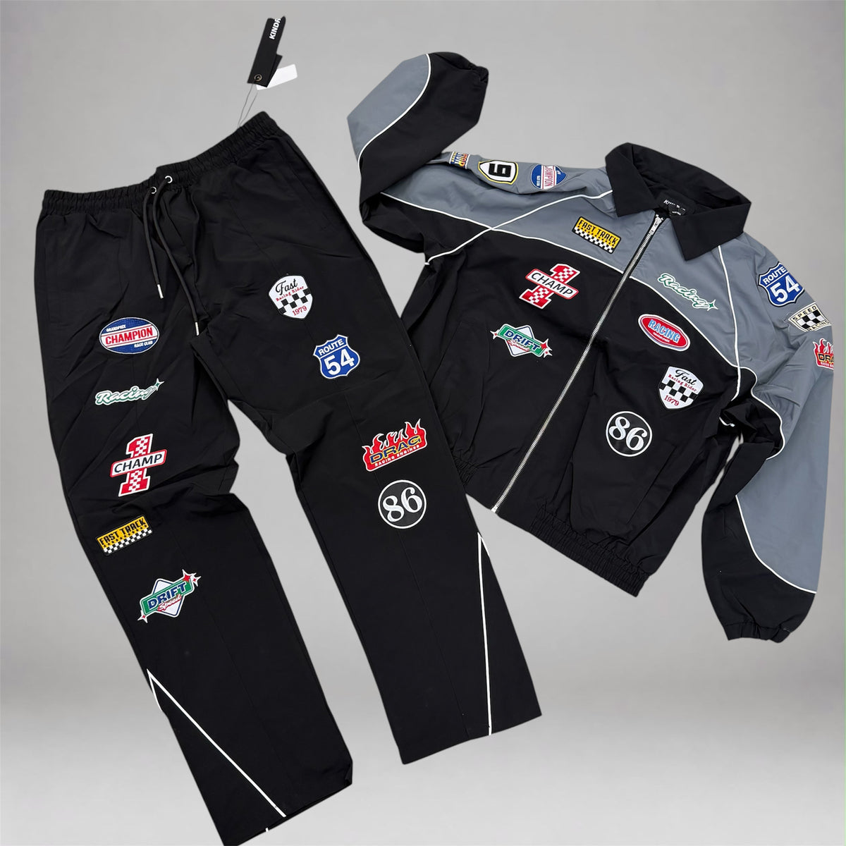 windbreaker Patch work Set - Grey/Black - 269T