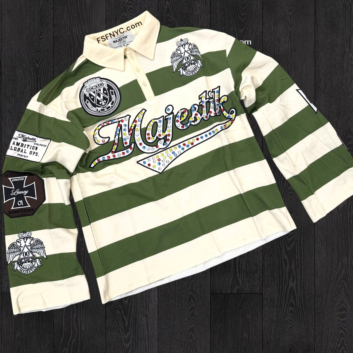 MJSTK - LS Polo Logo w/patches - Olive - 26816