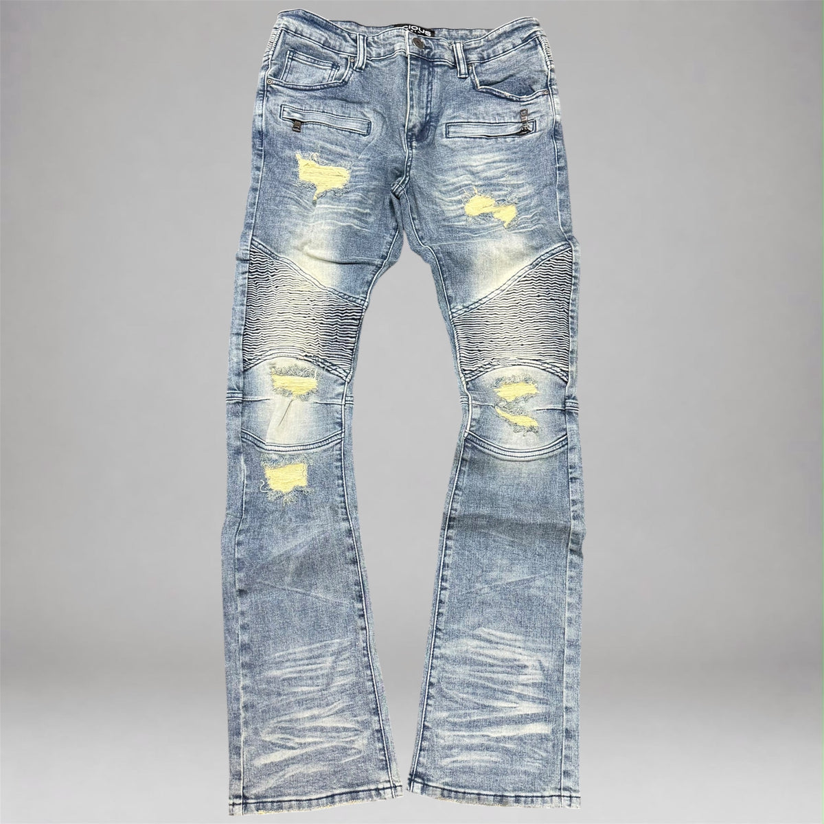 Vicious - Biker Distress Stacked Denim - Blue VC1330