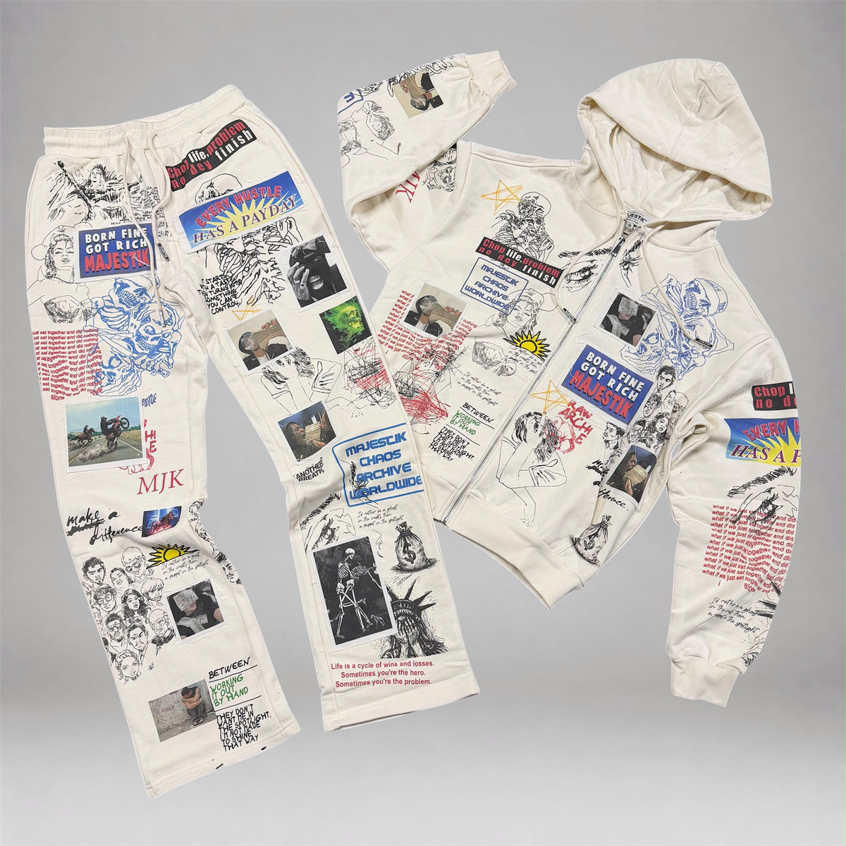 MJSTK -Get Rich Zip Up Set - Beige