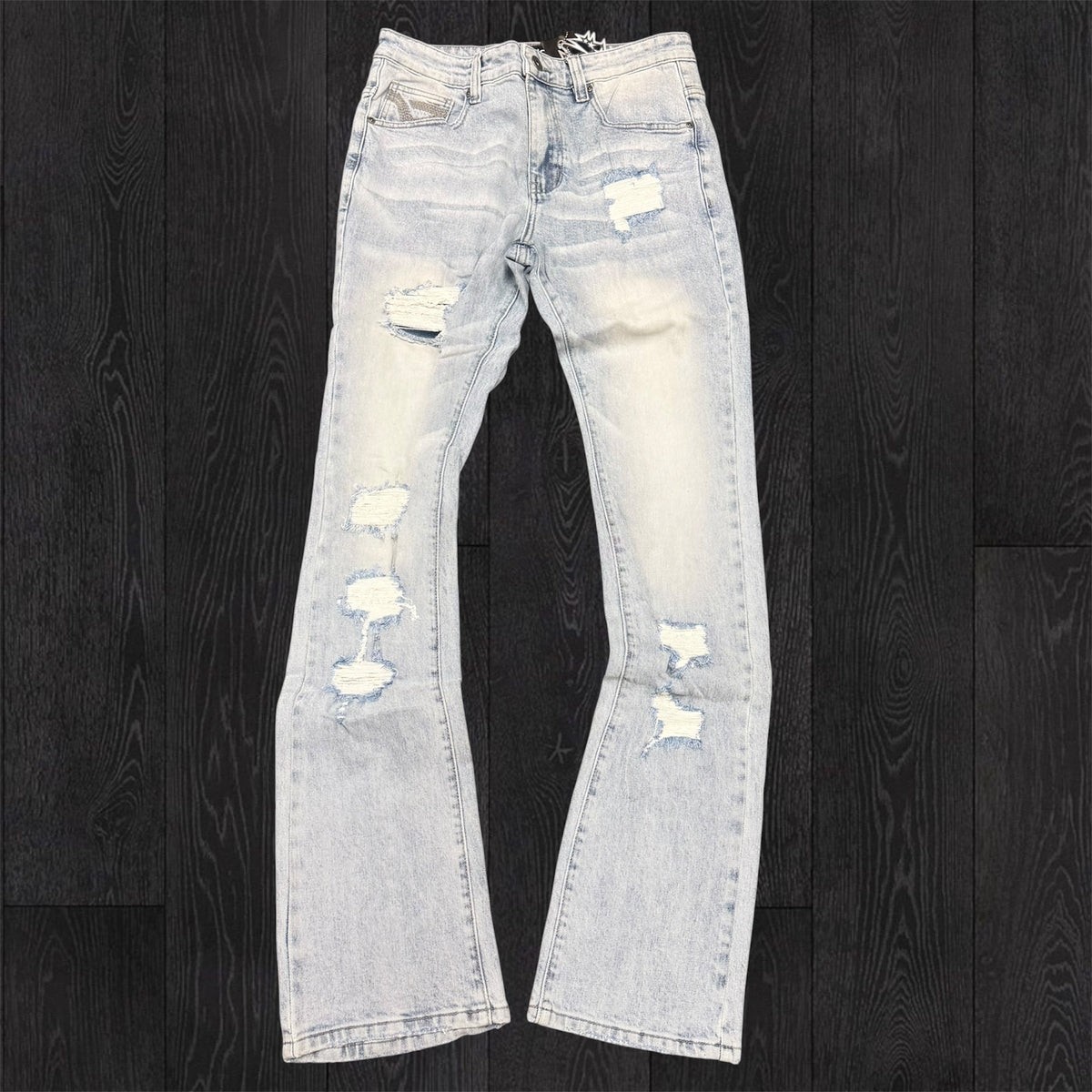 Vicious - Rip & Repair Stacked Denim - Light Blue VC1228