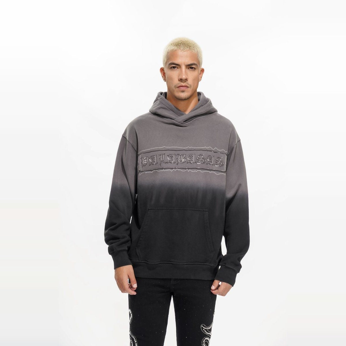 Valabasas - Applique Hoodie - Grey Black - 1004