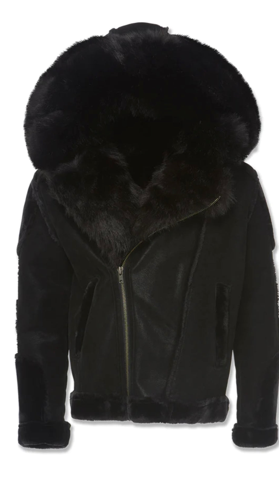Jordan Craig Biker Shearling Coat w fur Black  91590
