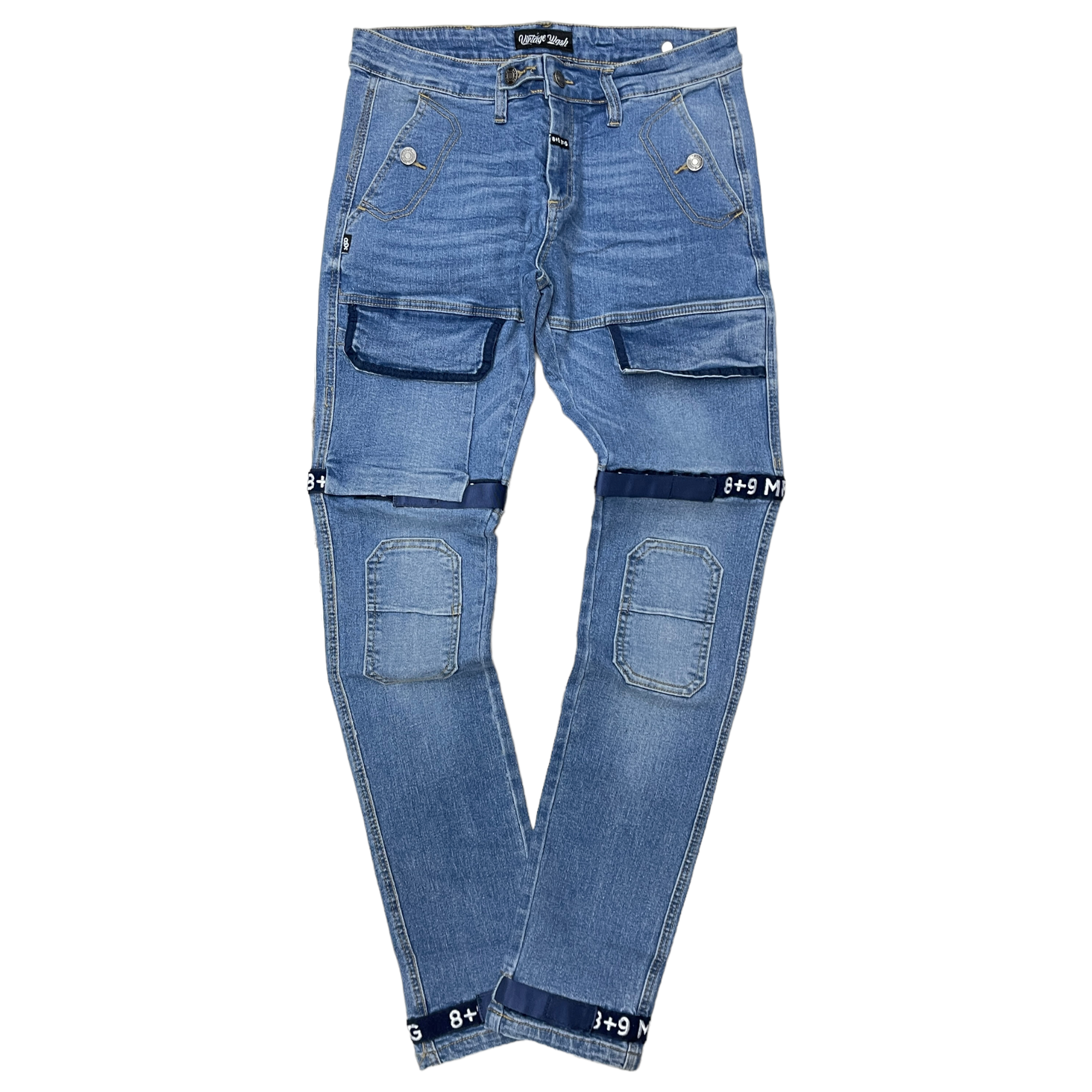 8&9 Strapped Up Slim Denim Jeans Mid Wash