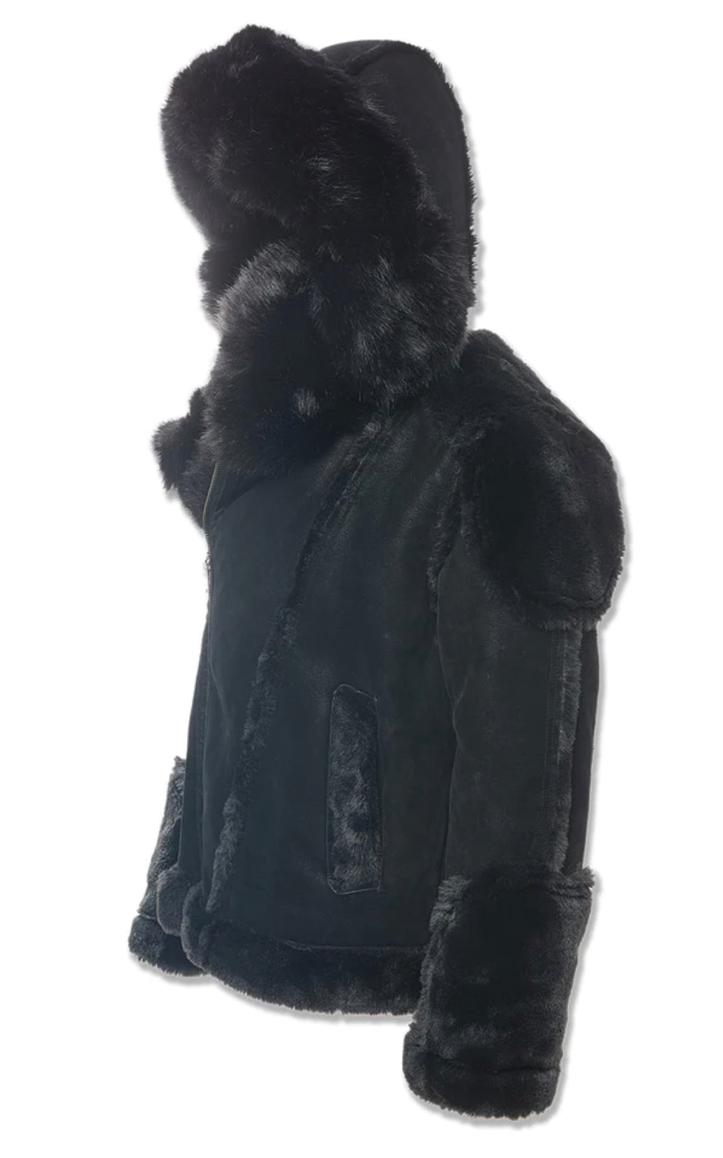 Jordan Craig color block Biker Shearling Coat w fur onyx 91535