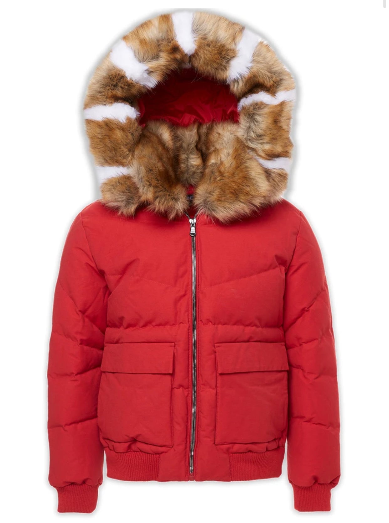 Jordan Craig Hollis  Canvas Puffer jacket w fur hood Red 91541m