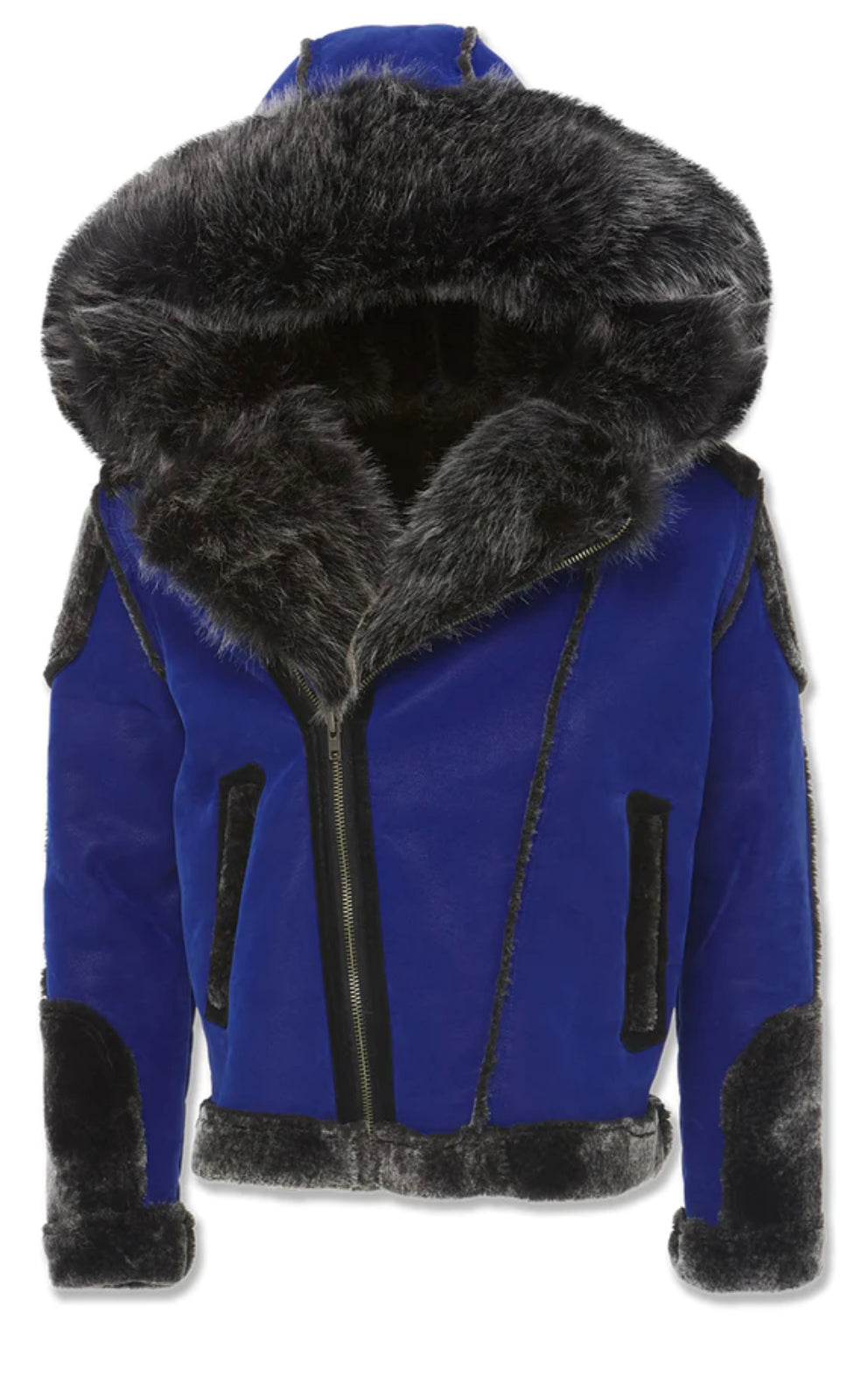 Jordan Craig Biker Shearling Coat w fur Racer Blue  91590