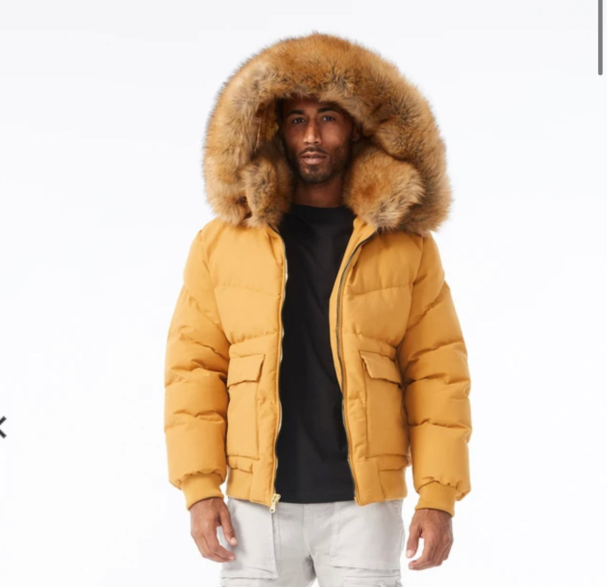 Jordan Craig Hollis  Canvas Puffer jacket w fur hood  Desert 91541m